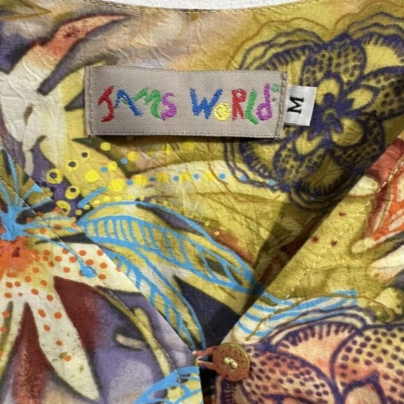 Jams World Women’s Afterglow Hawaiian Palm Tree Floral Peasant Top Sz M - Picture 11 of 16